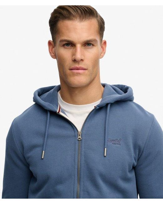 Superdry Blue & Co Essential Logo Half Brushed Zip Hoodie for men