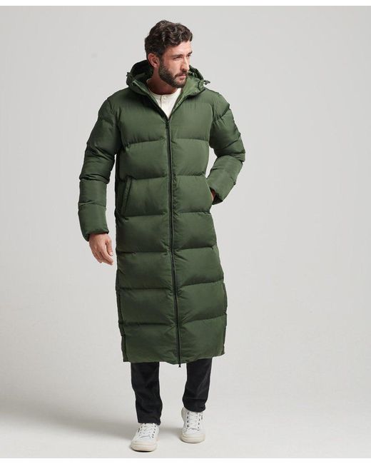 Theseus jaloezie Evalueerbaar Superdry Extra Long Puffer Coat Green for Men | Lyst