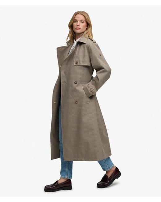 Superdry Blue & Co Micro Check Trench Coat