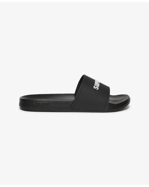Superdry Black Logo Pool Sliders for men