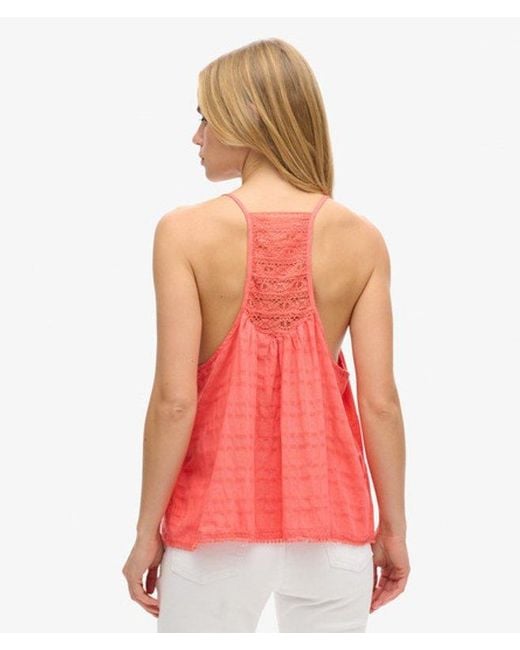 Superdry Red & Co Lace Cami Beach Top