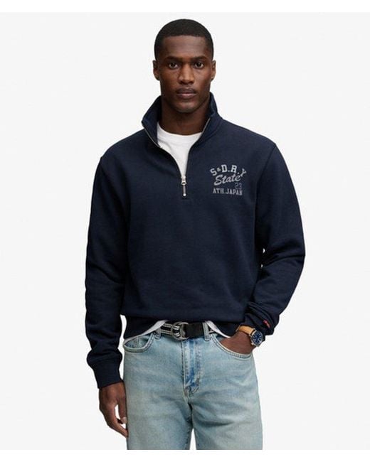 Superdry Blue & Co Athletic Essentials Half Zip Sweatshirt for men