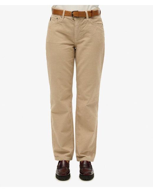Superdry White Straight Leg Cord Pants Size: 26/32