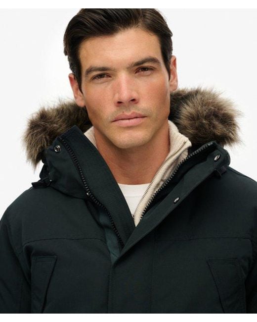 Superdry Black & Co Everest Faux Fur Parka Jacket for men
