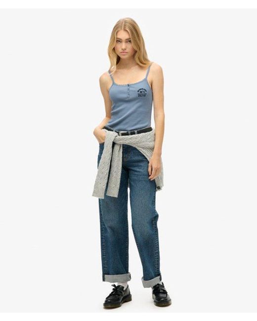 Superdry Blue & Co Athletic Essentials Button Down Cami Top