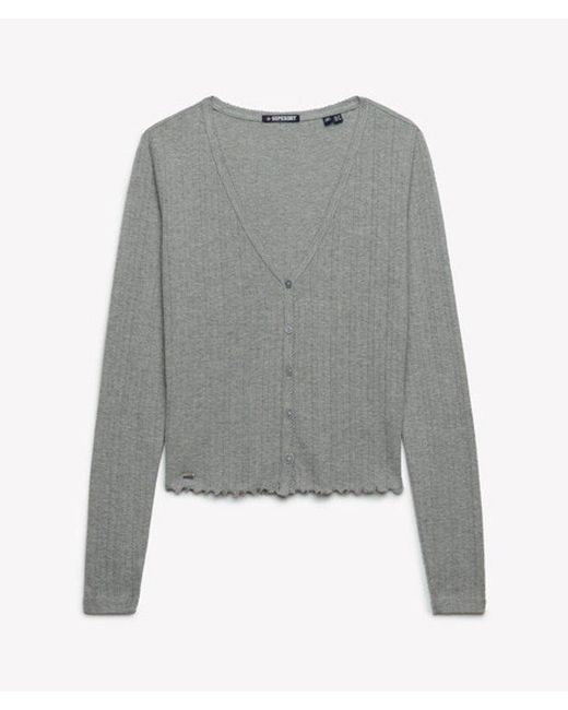 Superdry Gray & Co Athletic Essential Pointelle Cardigan