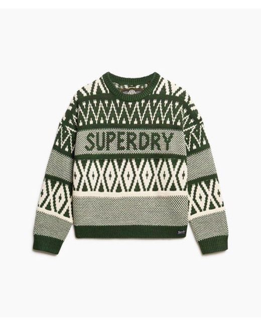Superdry Green & Co Branded Pattern Crew Jumper
