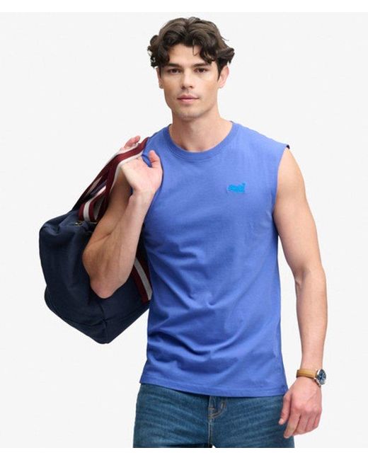 Superdry Blue & Co Organic Cotton Essential Logo Tank Top for men