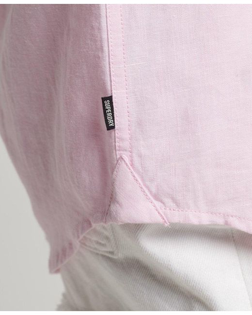 Superdry Linen Boyfriend Shirt Pink | Lyst