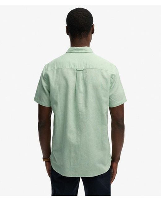 Superdry Green & Co Cotton Linen Short Sleeve Shirt for men