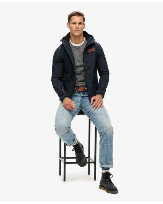 Superdry Blue Hooded Soft Shell Trekker Jacket for men