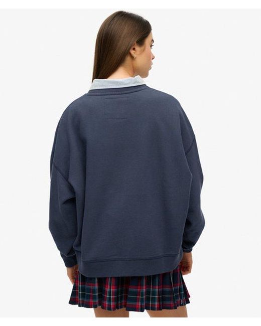 Superdry Blue Athletic Essentials Oversized Crew Sweatshirt