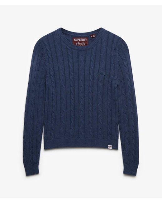 Superdry Blue Essentials Slim Cable Jumper