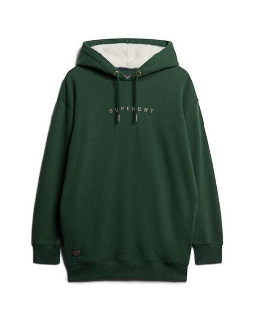Superdry Green Luxe Metallic Logo Hoodie Dress