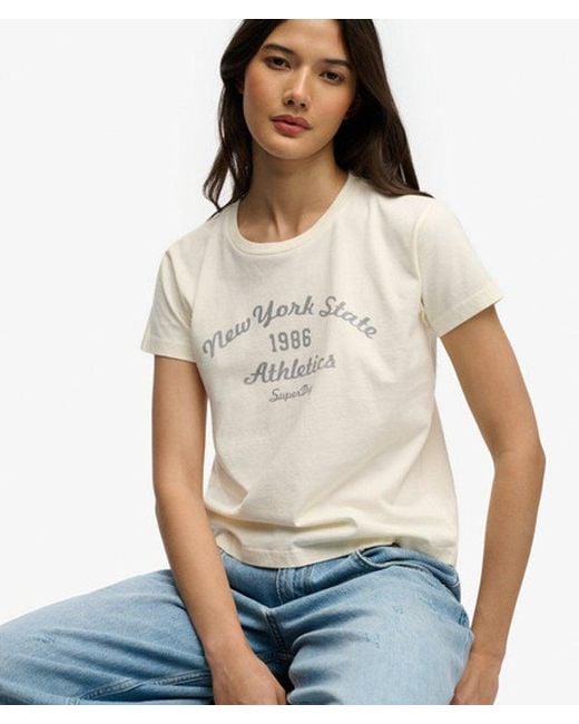 Superdry White Athletic Essentials Fitted Graphic T-shirt