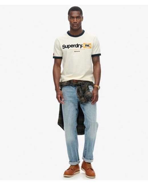 Superdry Natural & Co Core Logo Ringer Workwear Graphic T-shirt for men