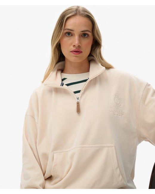 Superdry Natural & Co Country Club Velour Quarter Zip