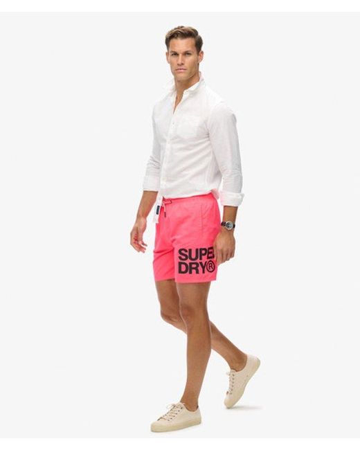 Superdry Gerecyclede Sportswear Zwemshort Met Logo - 43 Cm in het Red voor heren
