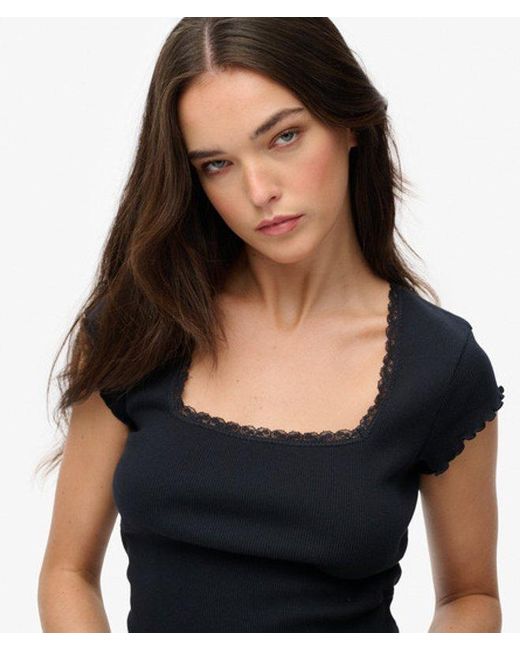 Superdry Black & Co Athletic Essentials Square Neck Top