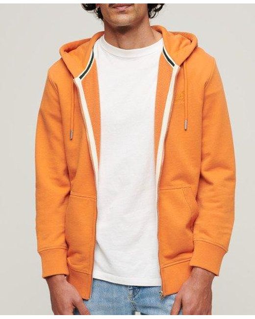 Superdry Orange Essential Logo Zip Hoodie for men