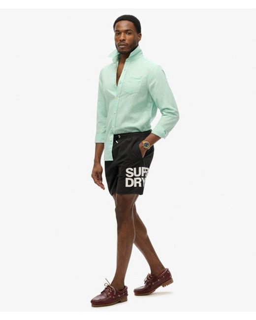 Superdry Black & Co Sportswear Logo 17-inch Swim Shorts for men
