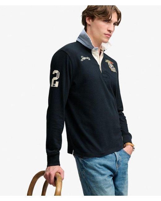 Superdry Blue & Co Double Emblem Rugby Shirt for men