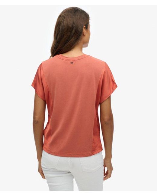 Superdry Red & Co Studios Fabric Mix Top