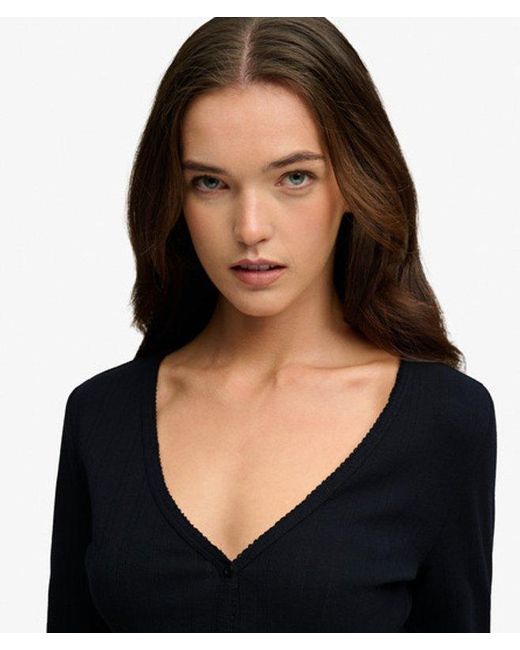 Superdry Black & Co Athletic Essential Pointelle Cardigan