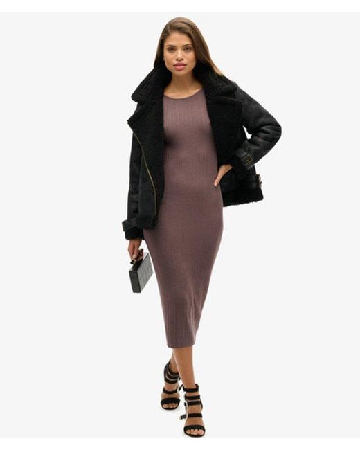 Superdry Brown & Co Rayon Backless Knitted Midi Dress
