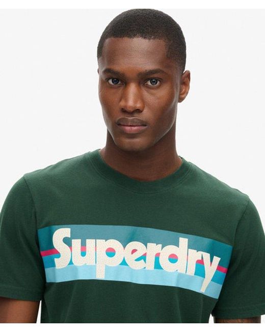 Superdry Green & Co Retro Stripe Logo T-shirt for men