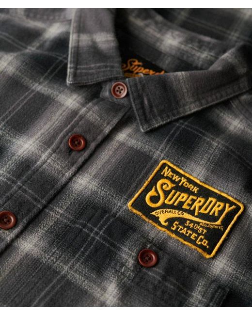 Superdry Gray & Co Classic Check Embroidered Overshirt for men