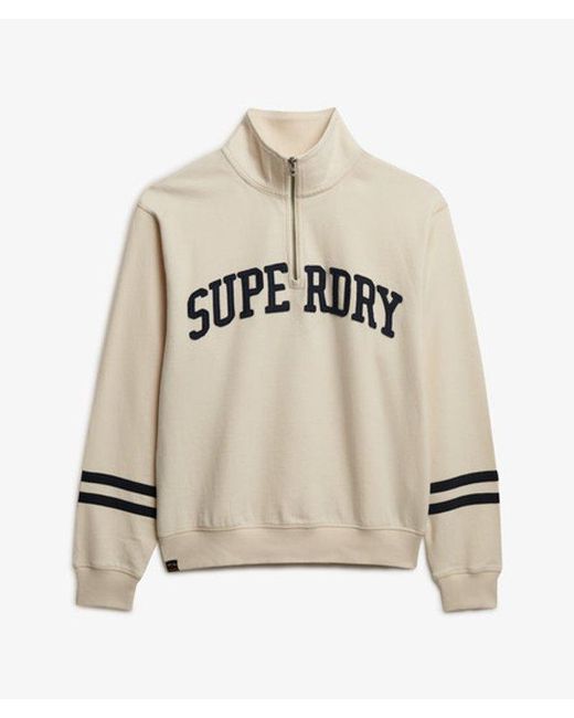 Superdry Natural & Co Athletic Essentials Applique Half Zip Sweatshirt