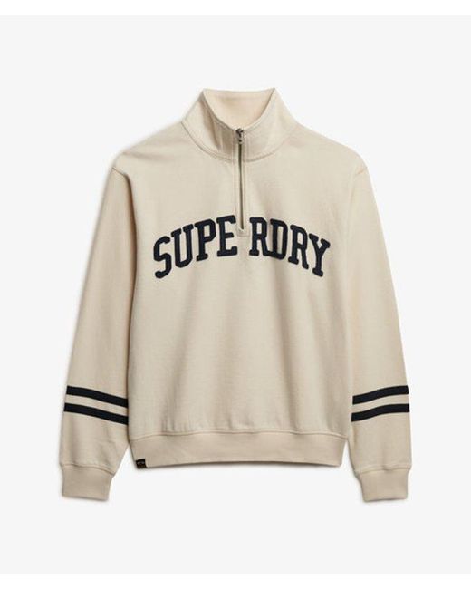 Superdry Natural & Co Athletic Essentials Applique Half Zip Sweatshirt