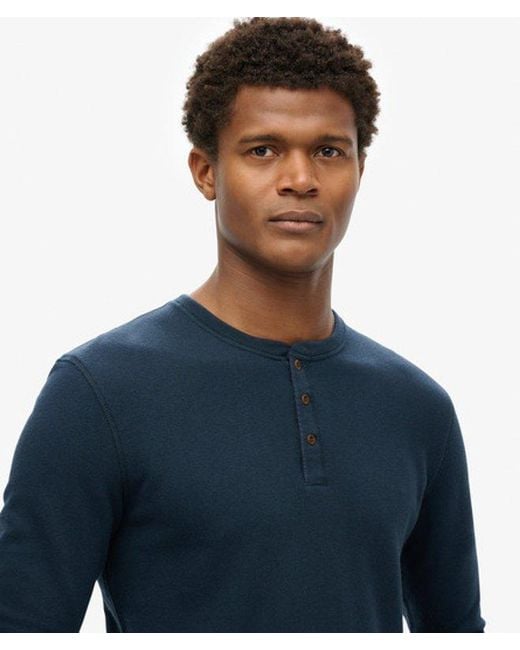Superdry Blue The Merchant Store - Grandad Top for men