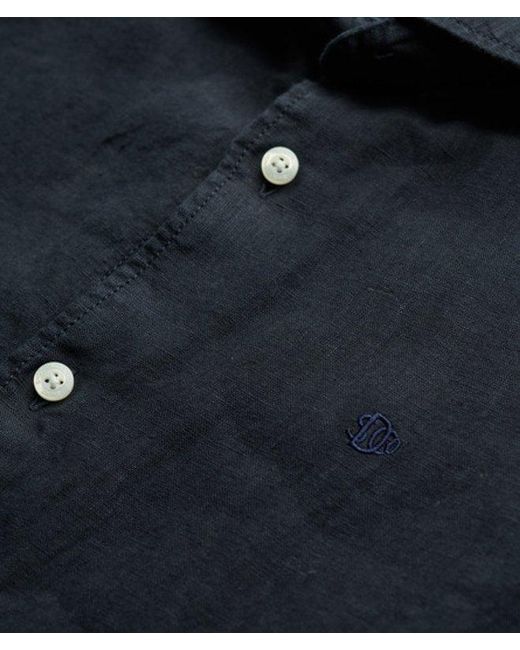 Superdry Black Sd Embroidered Vacation Linen Shirt for men