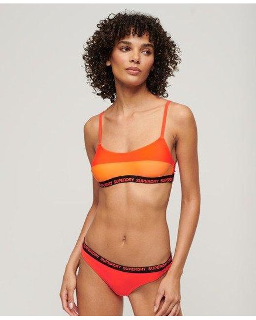 Superdry Orange Ladies Striped Elastic Bralette Bikini Top