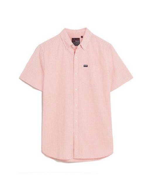 Superdry Seersucker Overhemd Met Korte Mouwen in het Pink voor heren
