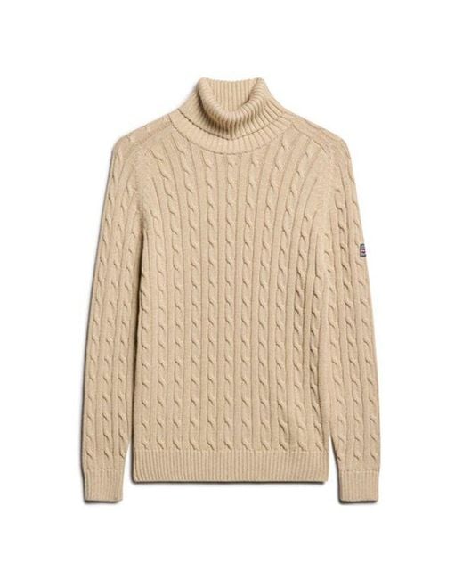 Superdry Natural & Co Slouchy Cable Roll Neck Jumper
