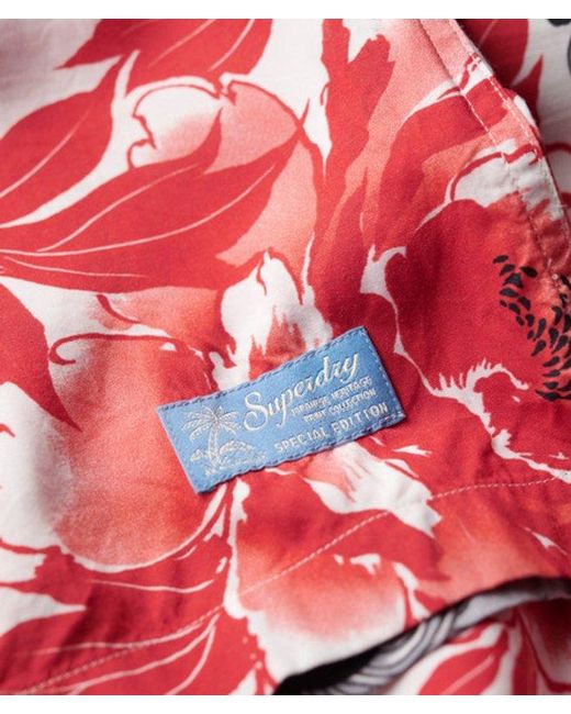 Superdry Red Kimono Print Hawaiian Resort Relaxed Fit Shirt for men