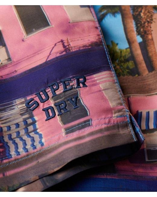 Superdry Blue & Co Classic Photographic 17-inch Recycled Swim Shorts for men