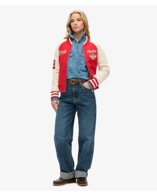 Superdry Red & Co College Graphic Jersey Bomber
