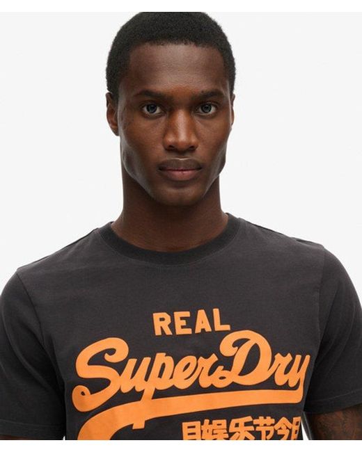 Superdry Brown Neon Vintage Logo Graphic T-Shirt for men