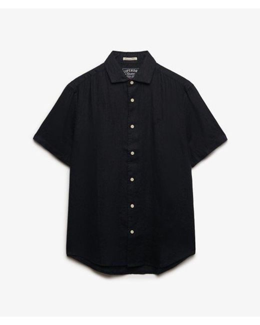Superdry Black & Co Riviera Short Sleeve Linen Shirt for men