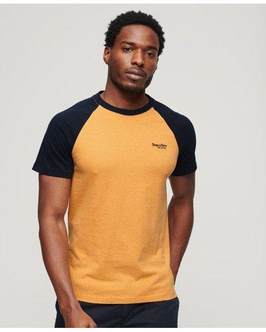 Superdry Orange Organic Cotton Essential Logo Baseball T-shirt for men