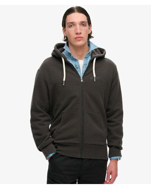 Superdry Black & Co Tattoo Graphic Loose Zip Hoodie for men