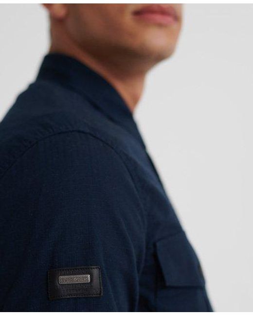 Superdry Blue Utility Field Edition Long Sleeved Shirt Eclipse for men