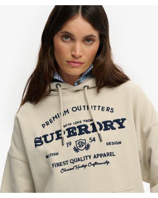 Superdry Gray & Co Luxe Casual Embroidered Relaxed Hoodie