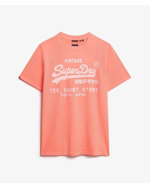 Superdry Red & Co Vintage Logo Neon Relaxed T-shirt for men