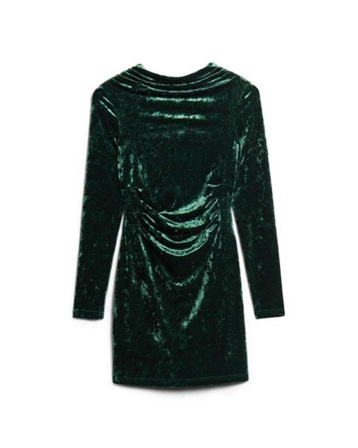 Superdry Green & Co Velvet Long Sleeve Mini Dress