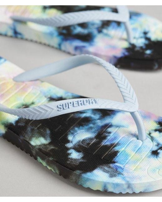 Superdry Blue Code Tie Dye Flip Flops Multiple Colours / Multicolour Tie Dye - Size: S